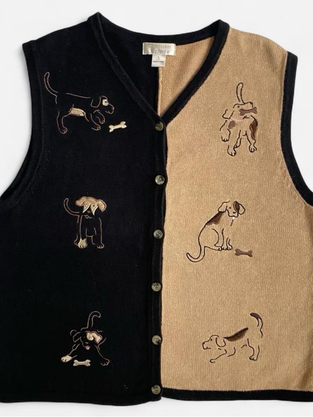 Vintage black & tan knit dog vest - Picture 2 of 9